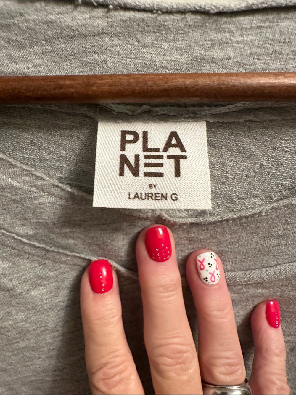 Planet by Lauren G Heather Gray Crewneck Sweatshirt